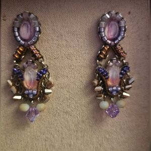 Ayala bar Elegant Purple and Gold Dangle Earrings